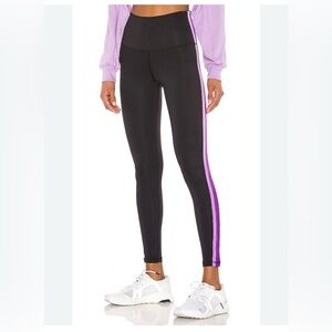 Black, Purple & Lilac Pretty Leggings, Stripes Down Side - Strut This -The Sage